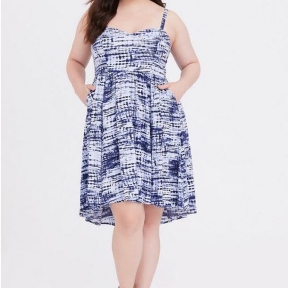 Torrid Blue Tie-dye Challis Dress - Picture 1 of 4